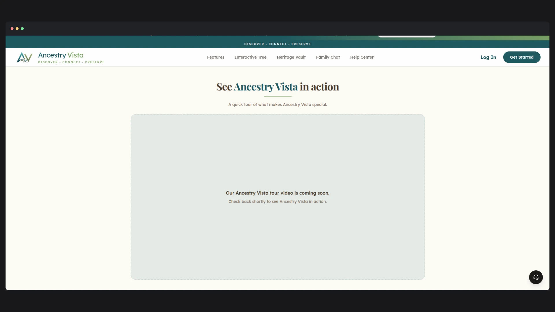 Genealogy SaaS Platform — A new account has no tree yet, so the empty state says exactly that and offers the upload path instead of rendering a blank canvas.